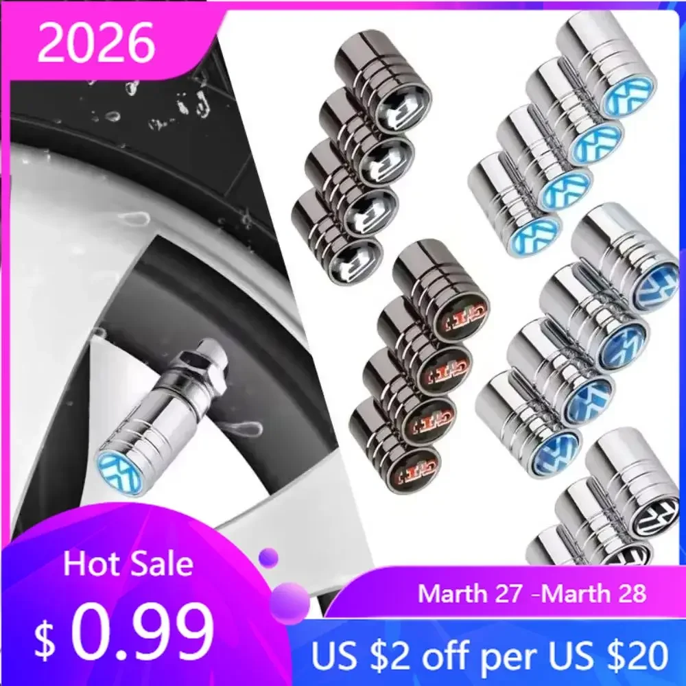 

VW GTI GOLF 2026 Hot For VW VOLKSWAGEN 4pcs Car Wheel Valve Caps Accessories For Volkswagen Rline GTI Golf Bora Scirocco POLO Sh