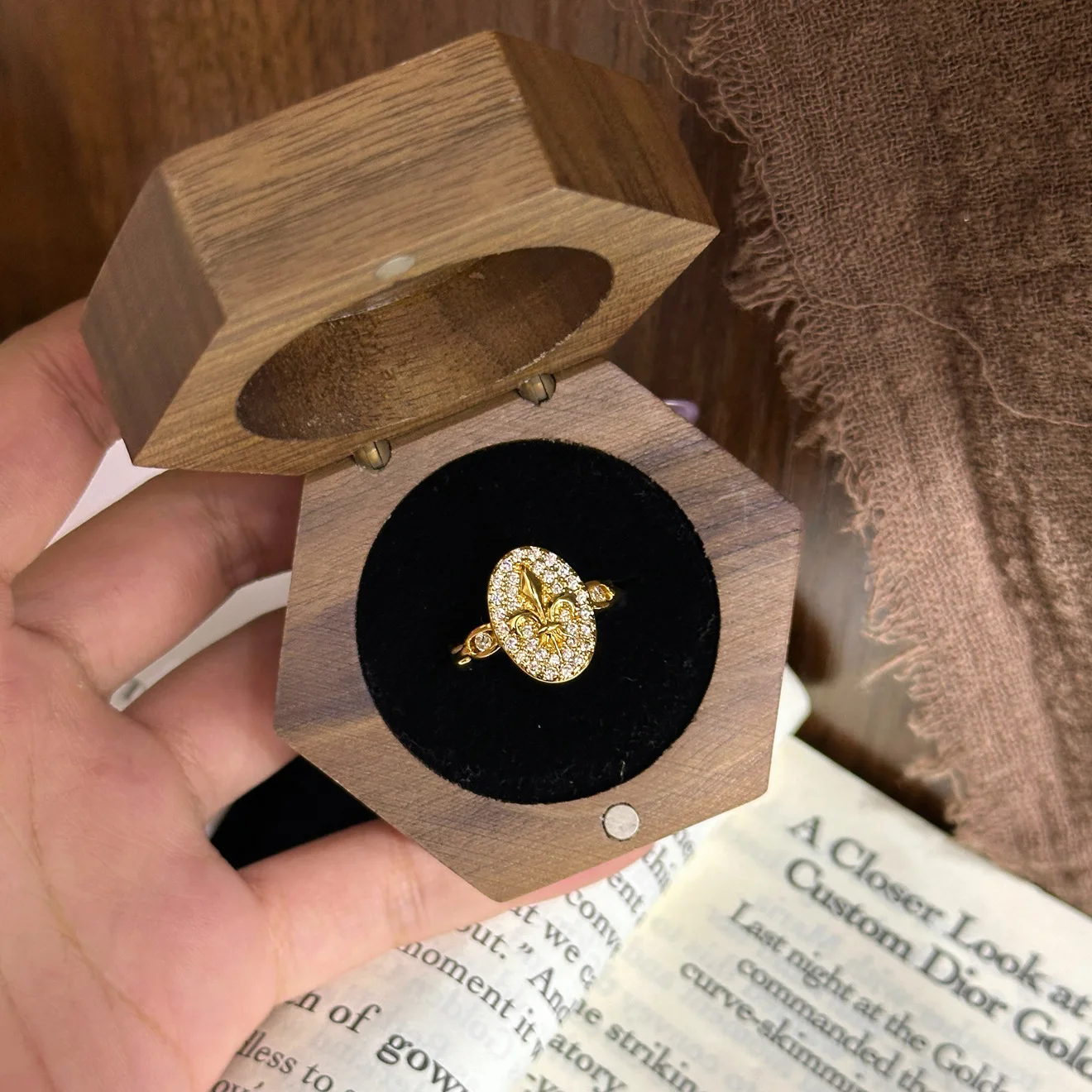 خاتم بلوم رومانسي قابل للتعديل للنساء، مجوهرات أنيقة مستوحاة من الطراز القديم، خاتم مكدس بسيط ورائع #3