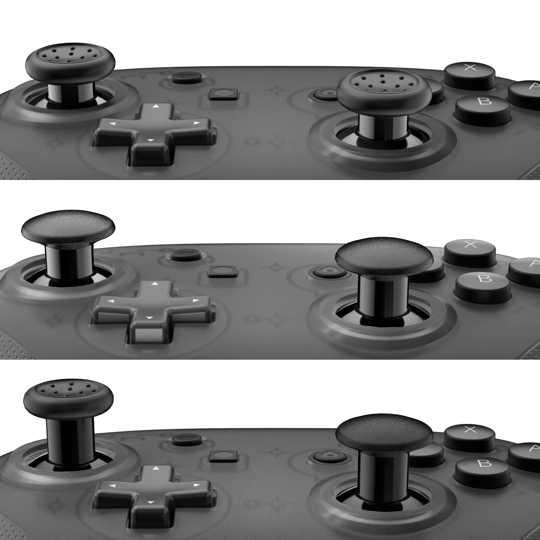 eXtremeRate Thumbsticks ergonomiques interchangeables pour contrôleur NS Switch Pro avec Joystick réglable à 3 poignées
