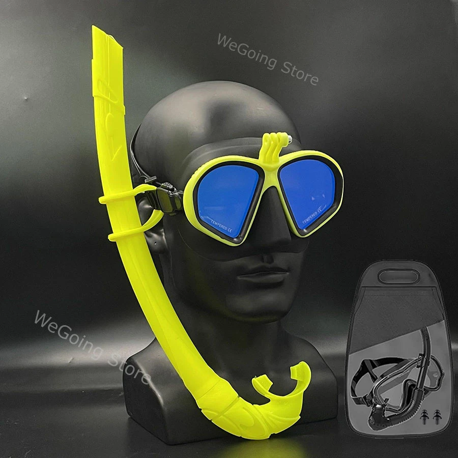 

Высококачественная маска для глубокого подводного плавания, очки для дайвинга с креплением для камеры, очки для дайвинга с зеркальными линзами, очки для подводного плавания с черной сумкой для переноски