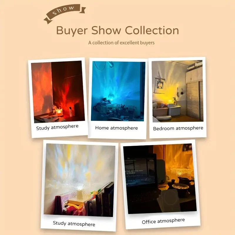 16 Color Rotating Water Ripple Light Flame Atmosphere Light Romantic Gift Starry Sky Projection Light Christmas Gift