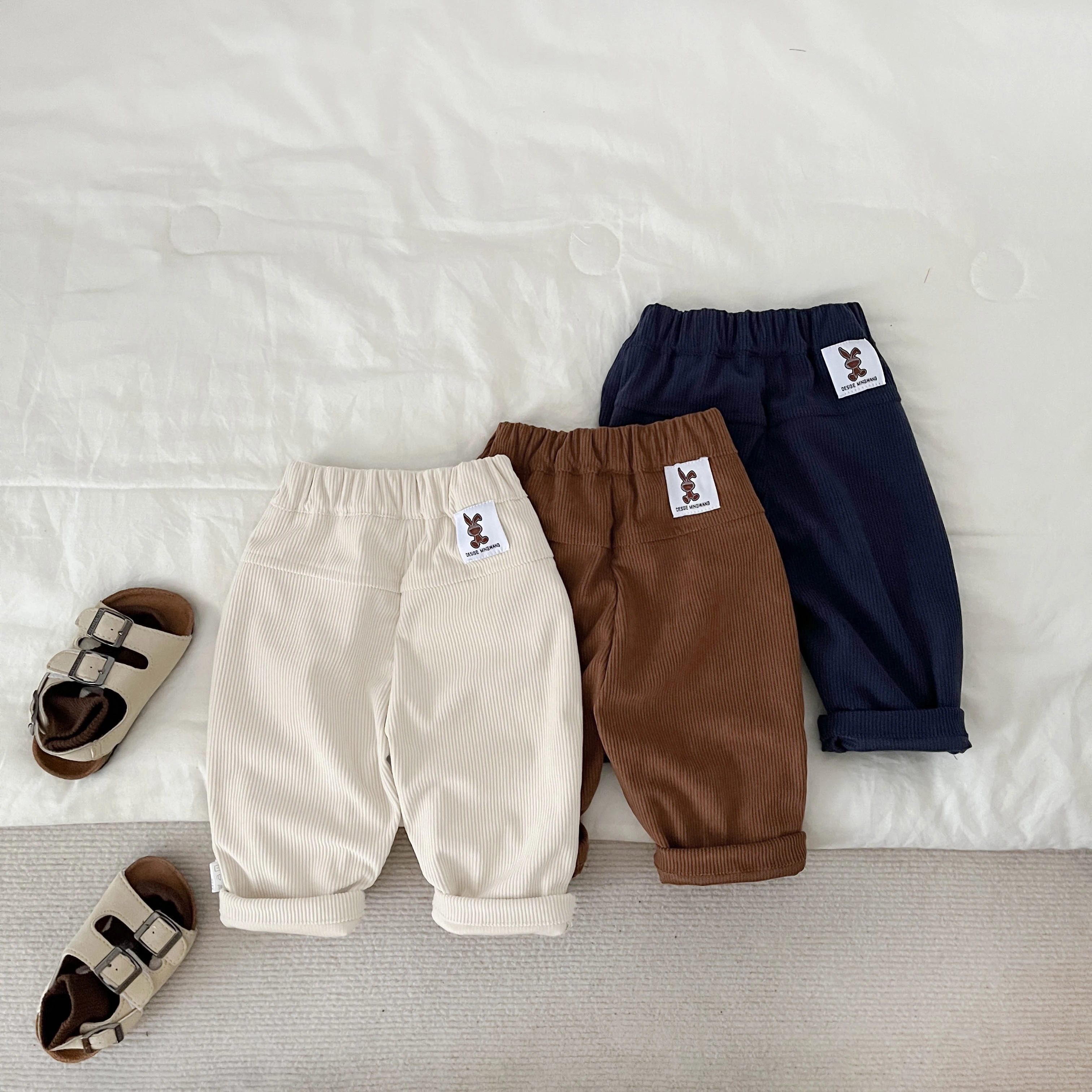 Spring And Autumn Newborn Baby Boys Pants Trousers Cotton Elastic Travel Korean Elastic Solid Waist Fashion Soft Casual Simple