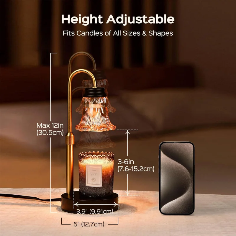 JACKYLEDCandle Heater Lamp with Timer，Adjustable Height/Temperature，Domestic Aromatherapy Candle Heater Decoration Home