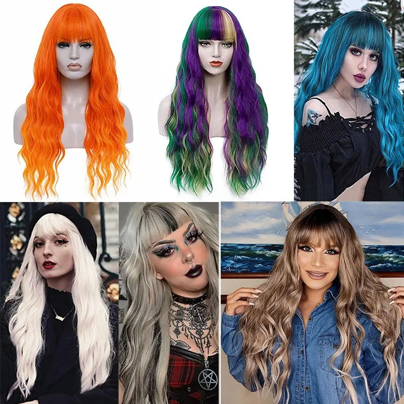 

European Woman Fashion Wig Curly Long Hair Festival Party Stage Performance High-temperature Silk Full Wigs Simulated Hair