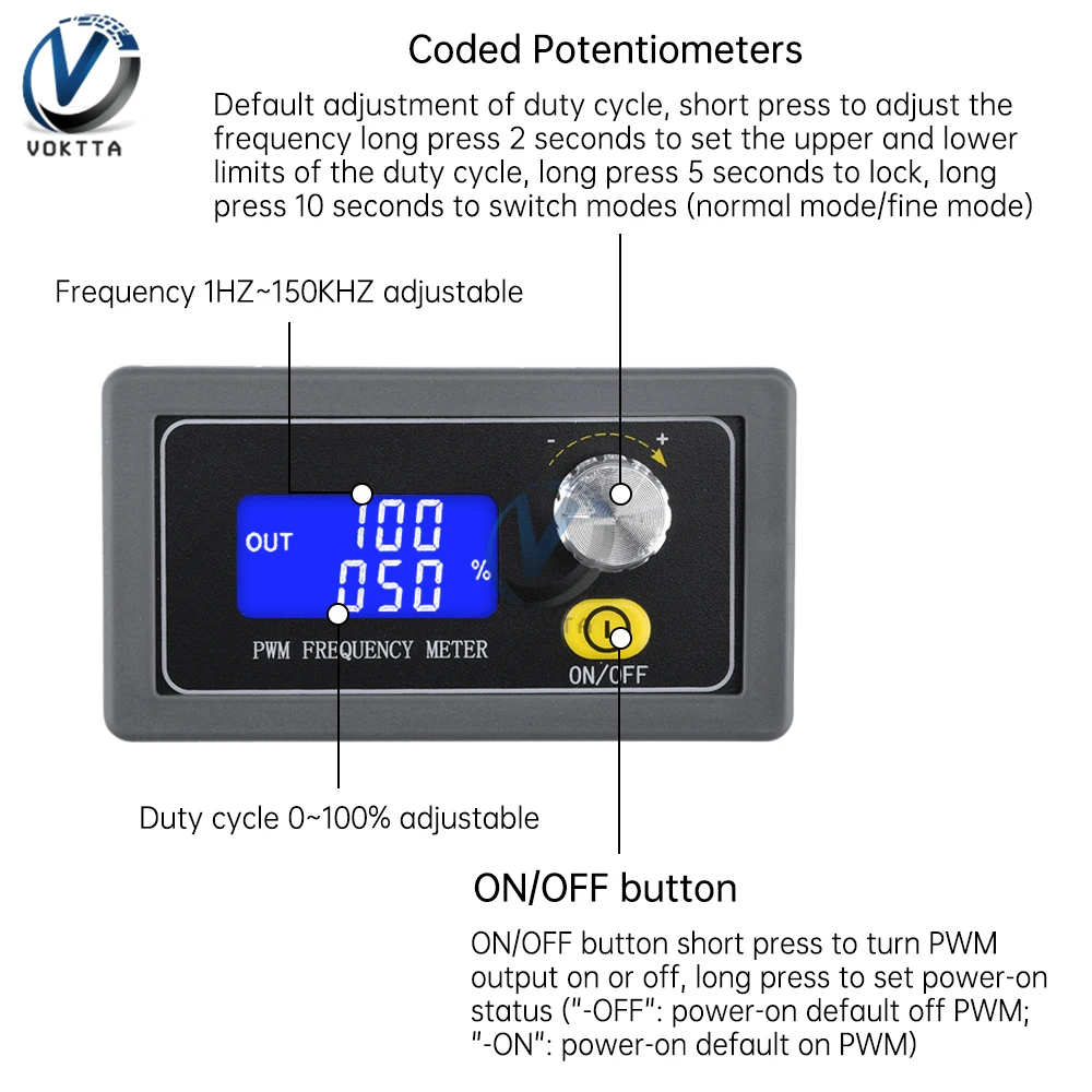 PWM Pulse Frequency Signal Generator LED Display Frequency Duty Cycle Adjustable Module Square Wave Rectangular Signal Generator