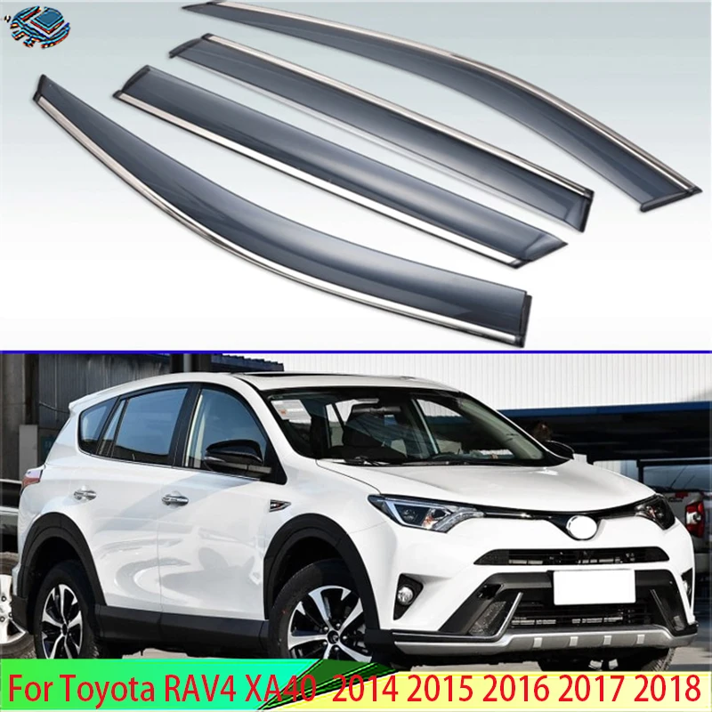 

For Toyota RAV4 XA40 2014 2015 2016 2017 2018 Plastic Exterior Visor Vent Shades Window Sun Rain Guard Deflector 4pcs