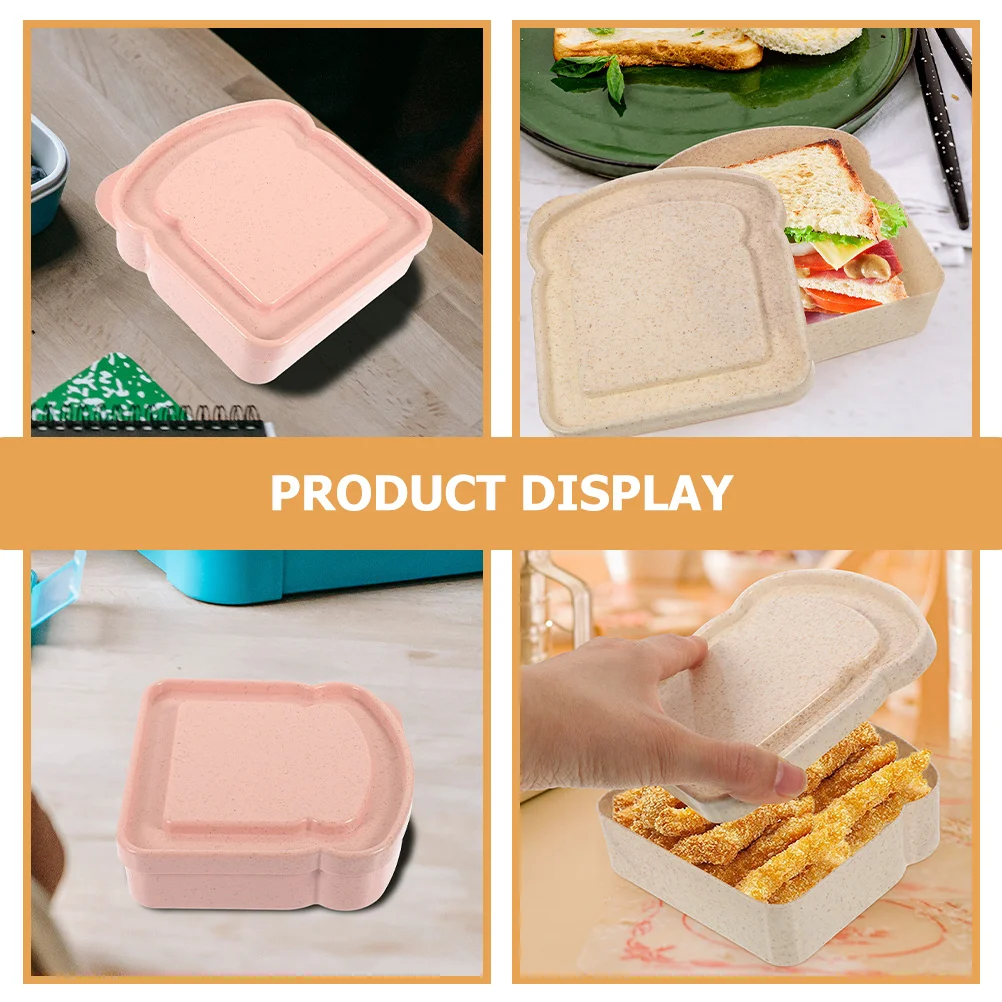 

3pcs Sandwich Containers Bread Shape Toast Holder Excellent Seal For Picnic Lunch Dinner Fruit Vegetable Snack Food Case Kitchen