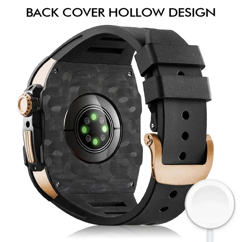 Cinturini Soul Cool IWatch Custodia in fibra di carbonio moda 45 44mm 9/8/7/6/5/4/SE 3 Per Apple Watch mod kit correas band custodia protettiva