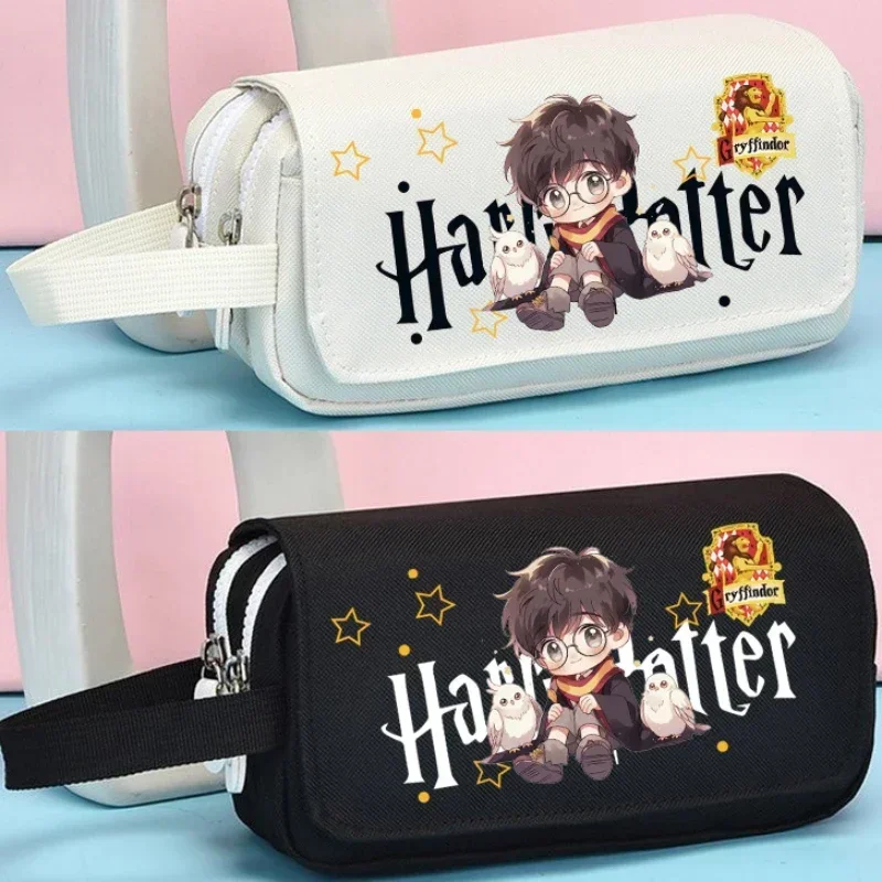 Harries Potter Pencil Case Kawaii Cartoon Character Portable Storage Bag Student Stationery Children\'s Toys Holiday Gifts