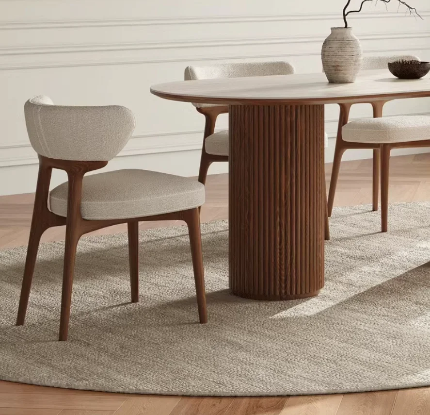 نورديك حديث، مقاس 1 طاولة + 6 كراسي طقم طعام طاولة طعام منزلية وكراسي #4