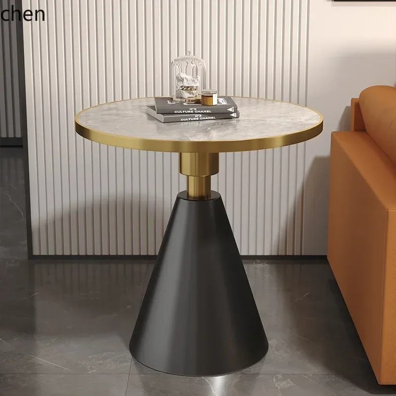b11-7.2 Side Table Round Marble Sofa Side Table Small Apartment Balcony Hotel Bedside Rock Slab Small Coffee Table