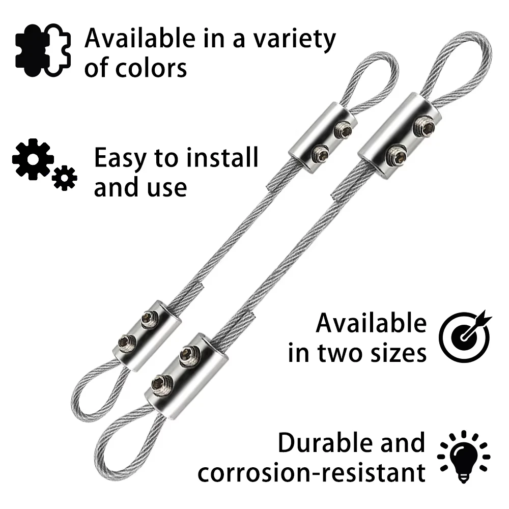 Adjustable 2mm 3mm Multi-Color PVC Stainless Steel Wire Rope Cable Fastener Kit For Hanging Pictures Bonsai Swings Cameras