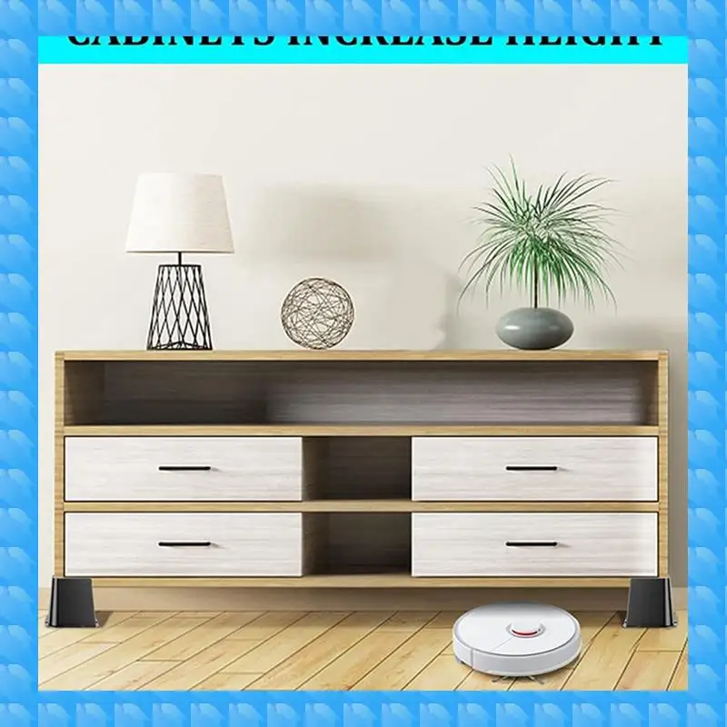 ETRT 6Inch Bed Risers Height Trapezoidal L Shape Half Top Spikes Bottom Rubber Strip King Bed Riser 4 Piece Furniture Riser