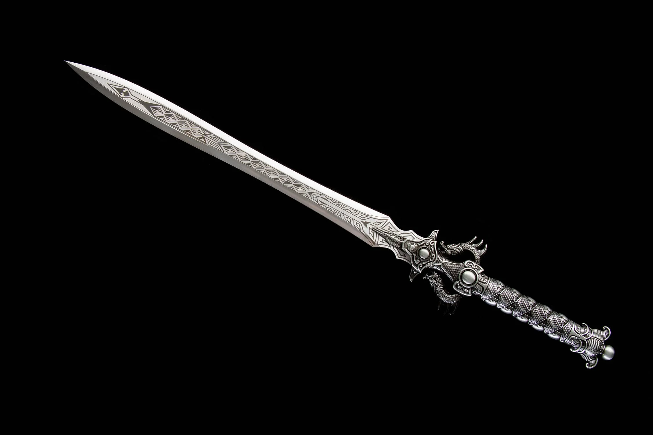88cm Medieval Chinese Double Dragon Sword katana weapons Stainless Steel Sharp samurai Sword Knight Ninja Martial Arts full tang