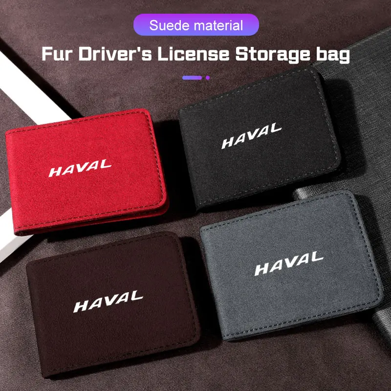 

Car Driving License Bag Suede Leather For Haval H6 H5 H9 H7 F5 H2S F7 M6 JOLION Wallet Holder Car Documents ID Card Purse Bag