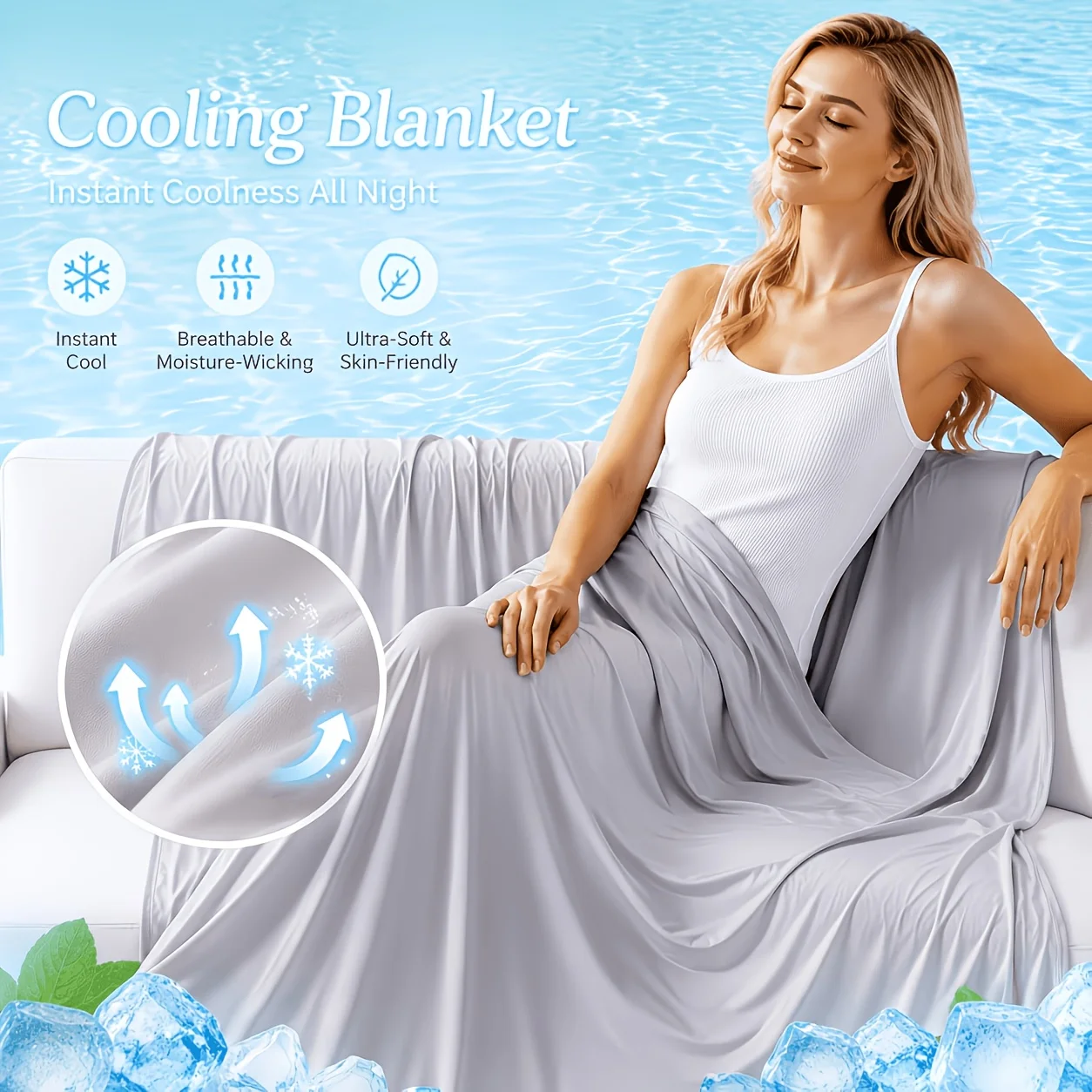 Summer Cooling Blanket Thin Blanket Ice Silk Air Conditioning Quilt Skin-friendly Lightweight Breathable Quilt For Home Office