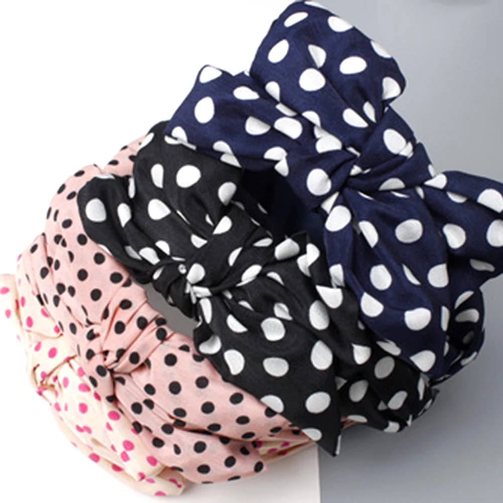 

Big Bowknot Headband Dot Hairband for Women Girls 13 5x12x8 5cm Fabric Keeps Hair Stylish Everyday Charm Elegant
