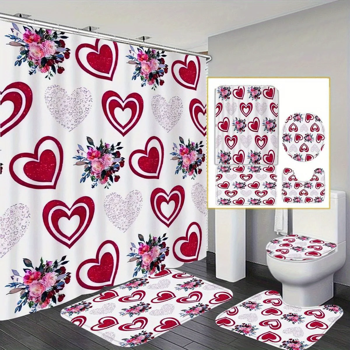 

Занавеска для душа с красочным узором «любовь», полиэстер, моющаяся, для душа в ванной комнате в нескольких стилях, украшения для домашнего декора с 12 крючками