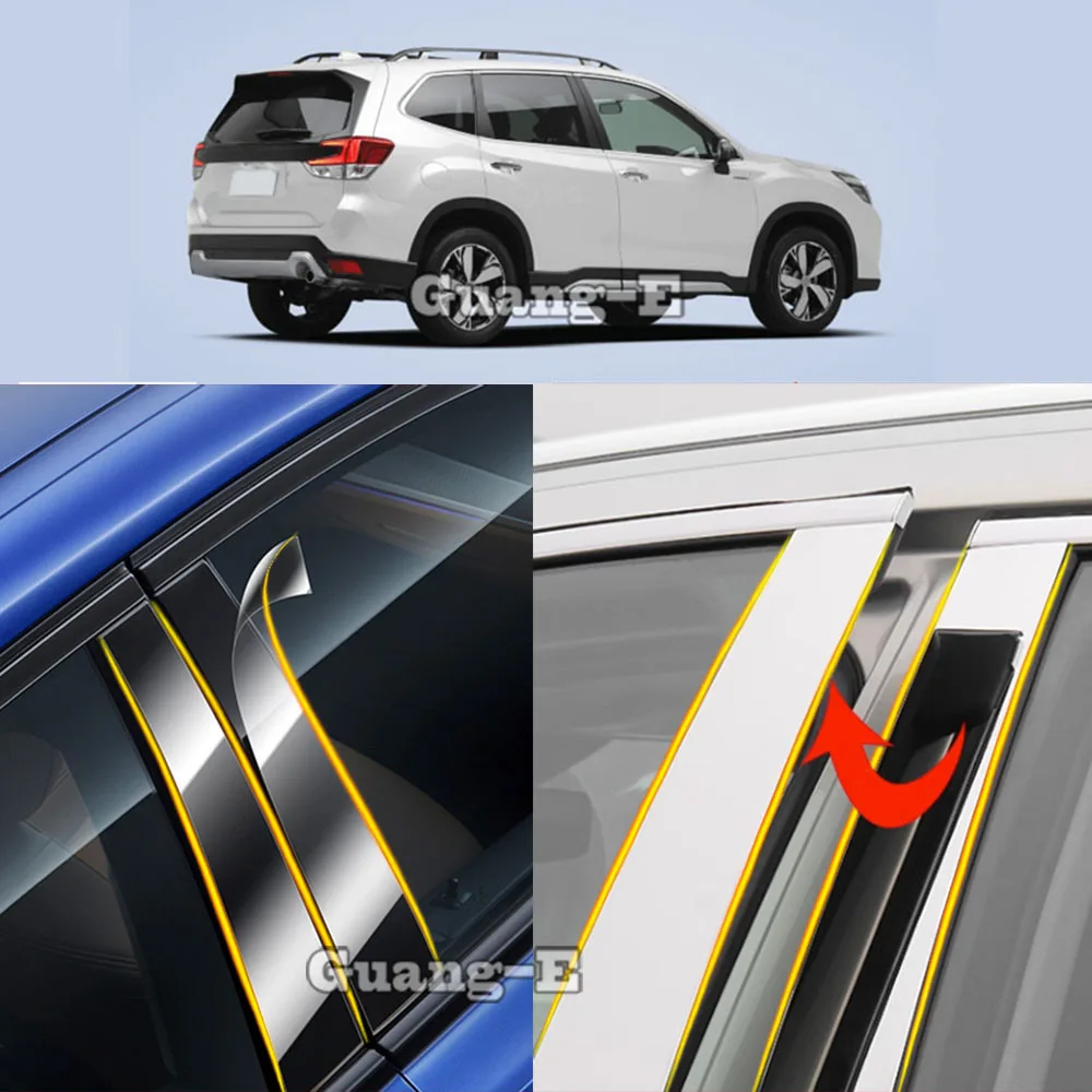 

Накладки на стойки дверей (зеркала) из ТПУ/глянцевые для Subaru Forester 2019-2024, молдинги на окна, 6 шт.