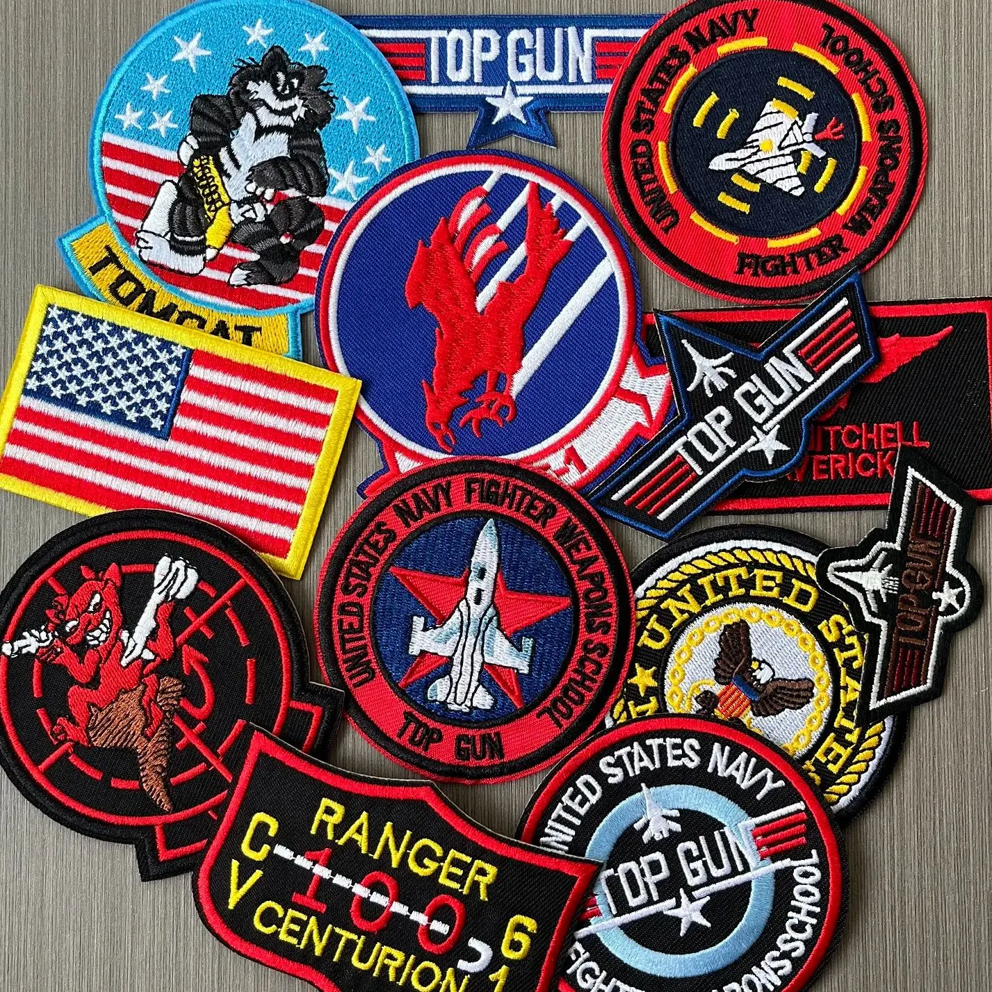 

11/13Pcs Top Gun Tomcat Chapter American VF-1 Pilot Armband ironing Embroidery Patch for on sew Clothes Badge DIY Jeans Sticker