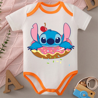 MINISO Stitch 100% Cotton Soft Baby Jumpsuit Best Gift for Baby Summer Print Onesie Bodysuit for 0 To 12 Months Newborn