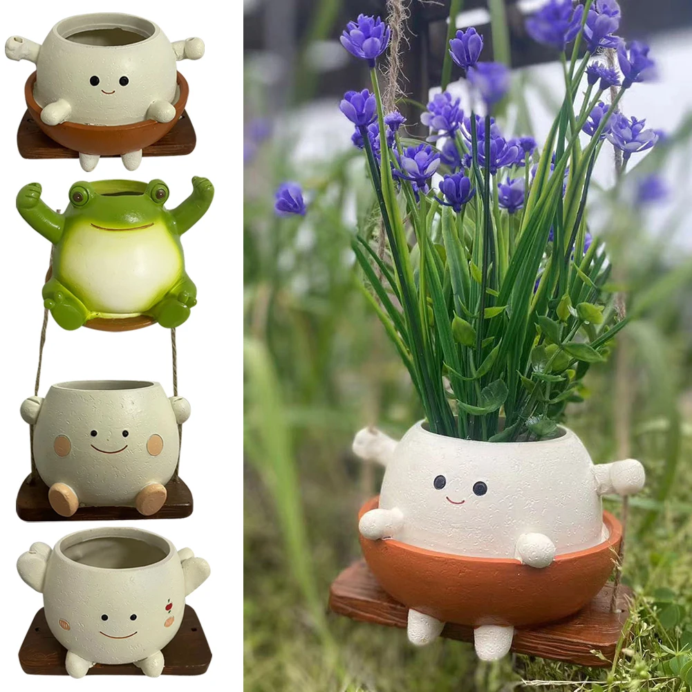 

Подвесное кашпо «Улыбающееся лицо» для суккулентов и растений, милый улыбающийся горшок для растений типа «жемчужная нить»