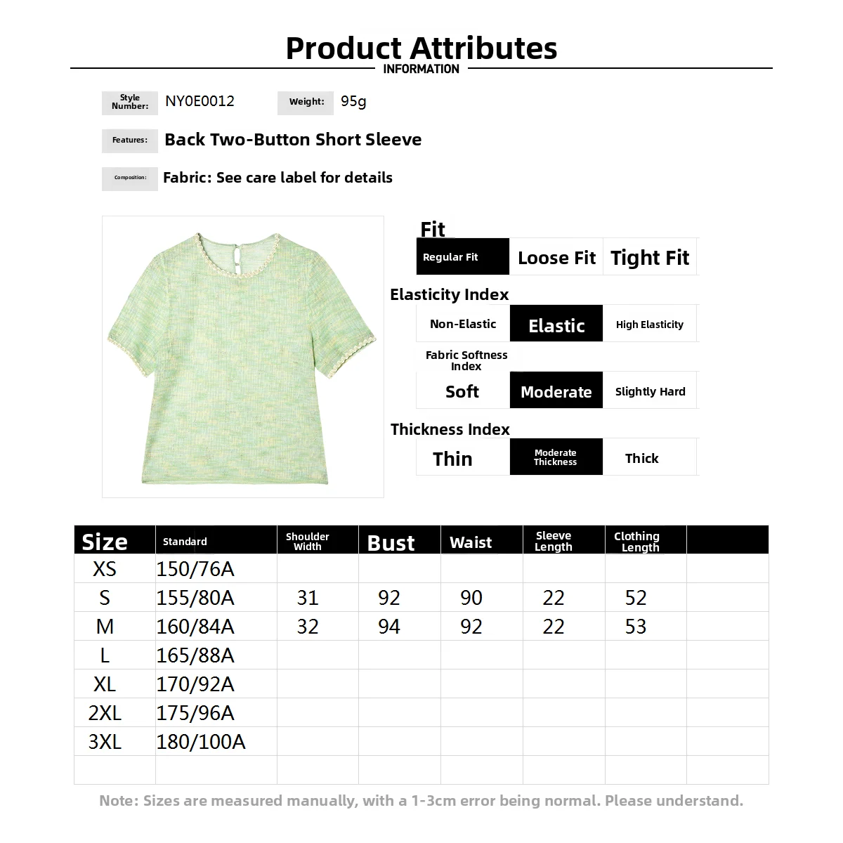 Suéter de Punto de Manga Corta Estilo Dulce para Mujer, Verano 2025, Tejido de sor Regular, Otro, 00% Tejido de Punto, Pi...