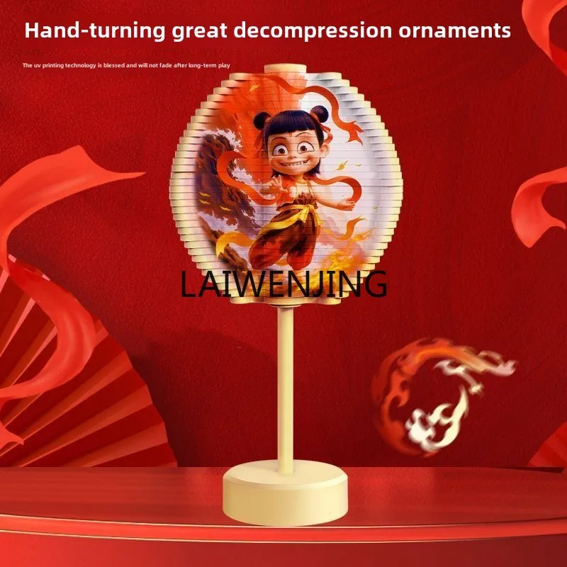 MJY Nezha figure decompression rotating lollipop devil child sea stacking music ornament