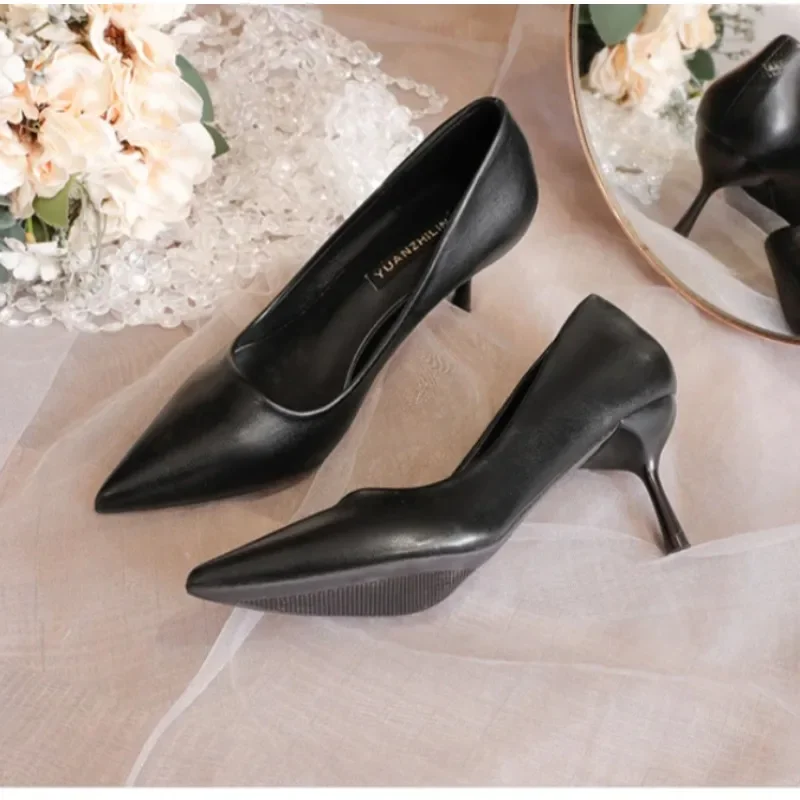 

New Leather Women Sexy High Heels Pumps Pointed Lady Party Shoes Stilettos Women Dress Work Fashion Wedding Shoes