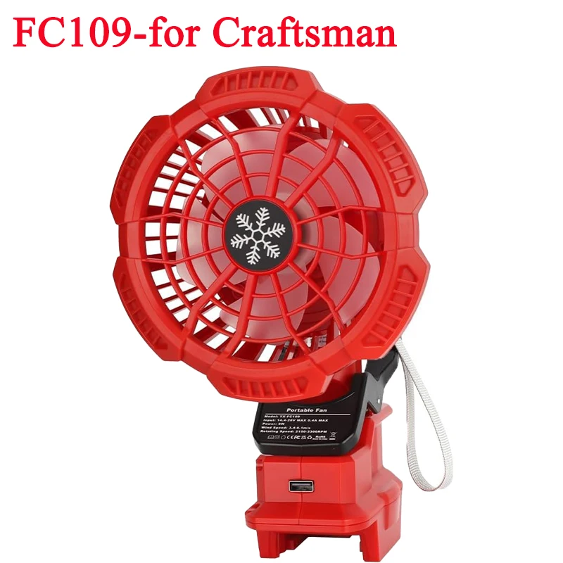 

Outdoor Camping Fan Portable Clip-On Fan for Craftsman 20V Li-Ion Batteries Stroller Fan with 3 Energy Saving Speed Settings