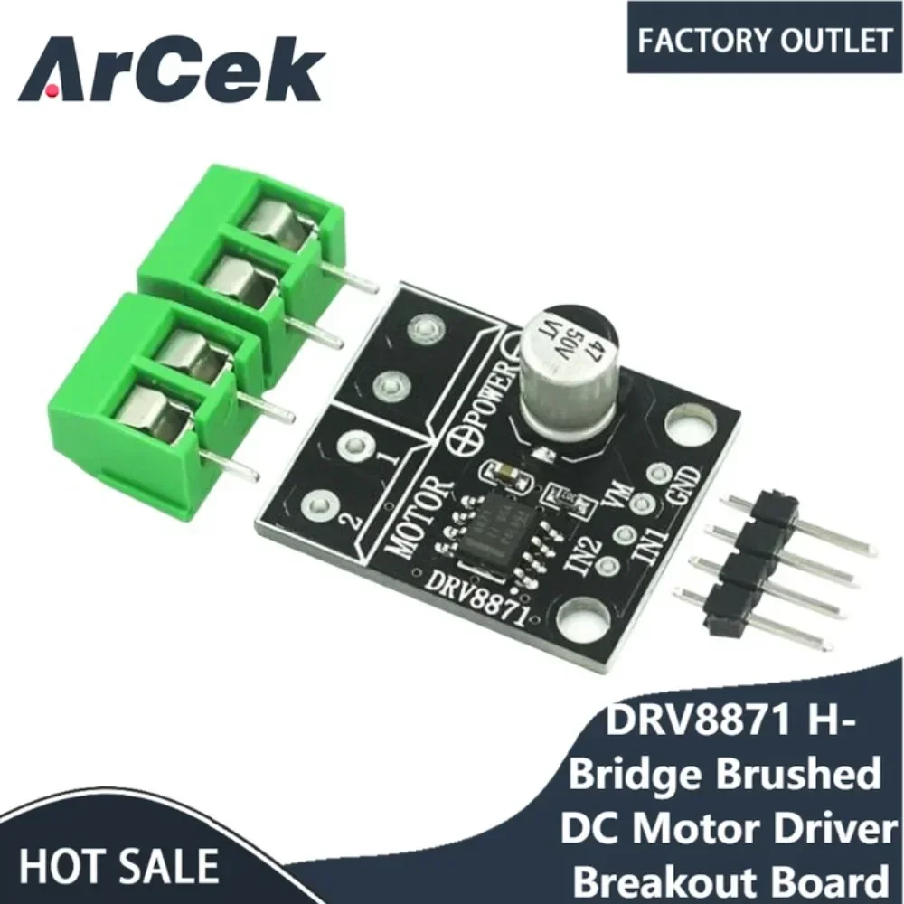 1pcs DRV8871 H-Bridge Brushed DC Motor Driver Breakout Board for Arduino PWM Control 3.6A Max Internal Current Sense 6.5V To 45V