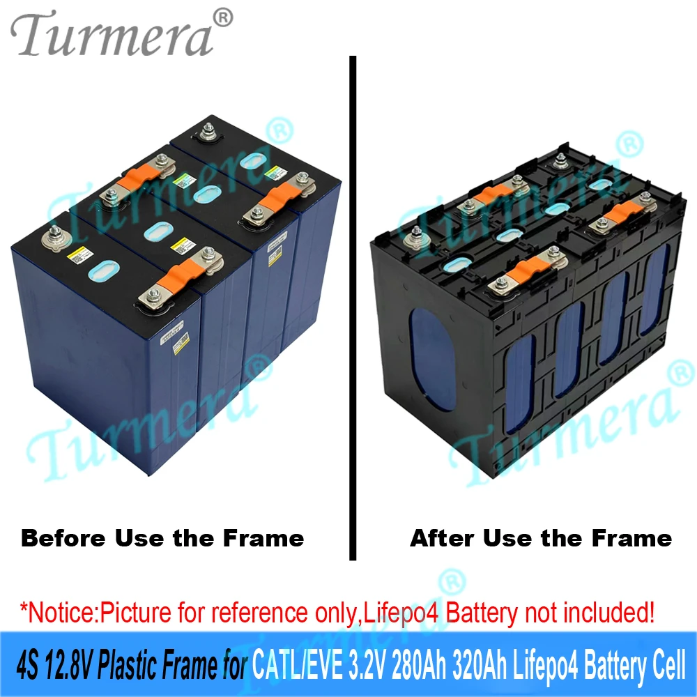 Turmera 12V 24V Ramka na akumulator z trudnopalnego tworzywa ABS PC z zatrzaskami do użytku z ognioodpornymi ogniwo Lifepo4 CATL EVE 280Ah 320Ah 105Ah — zdjęcie produktu 4