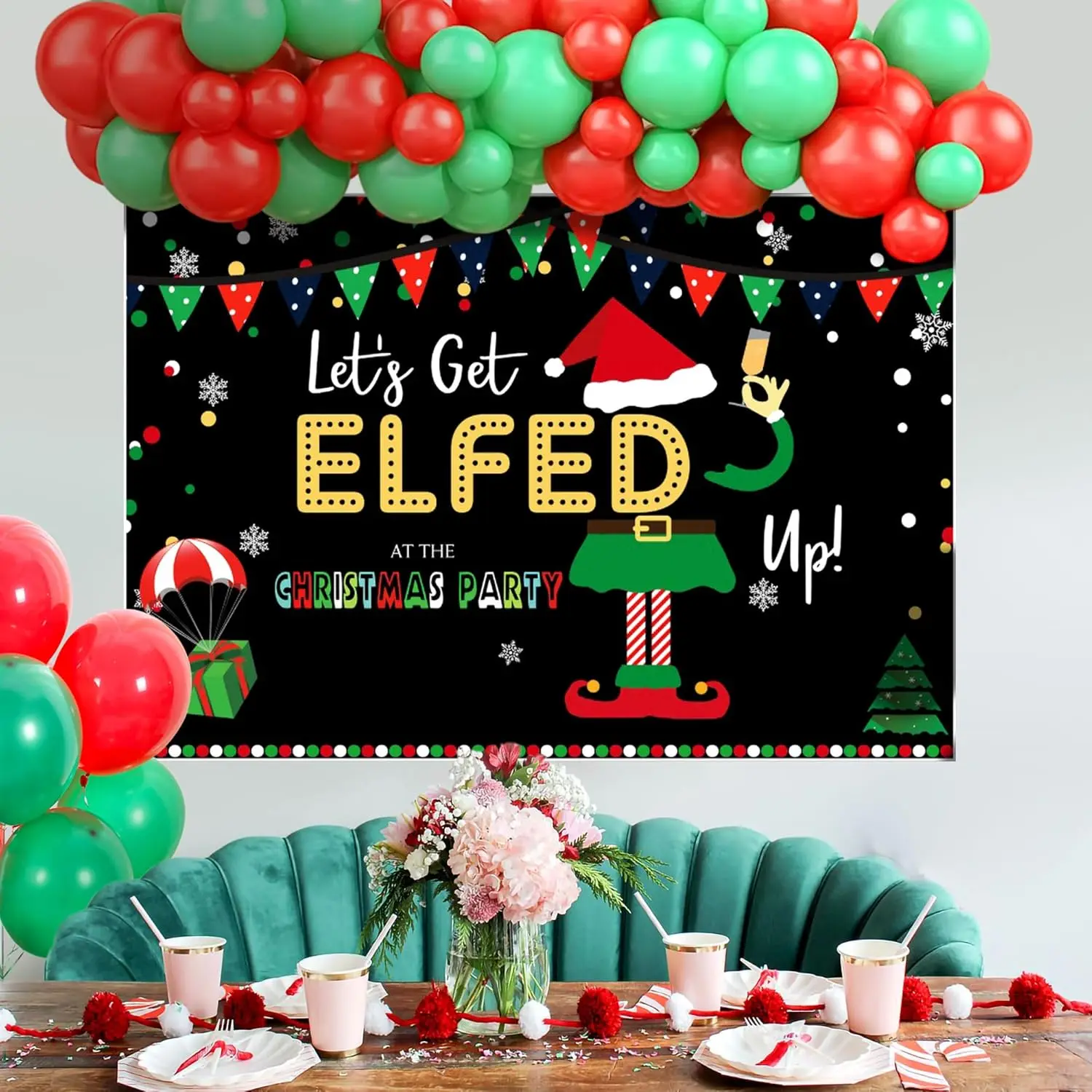 

LaVenty Lets Get Elfed Up Backdrop Lets Get Elfed Up Balloons Lets Get Elfed Up Decoration Elf Party Decoration