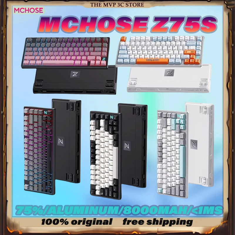 

Mchose Z75S Customized Mechanical Keyboard Aluminium Alloy Three Mode Wireless 8000mah Gaming Keyboard 75% Rgb Hot-Swap Gasket