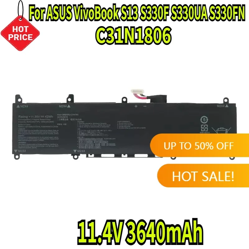 

11.4V 3640mAh C31N1806 Laptop Battery For ASUS VivoBook S13 S330F S330UA S330FN S330FA X330FA X330FL X330UA K330 ADOL K330FA