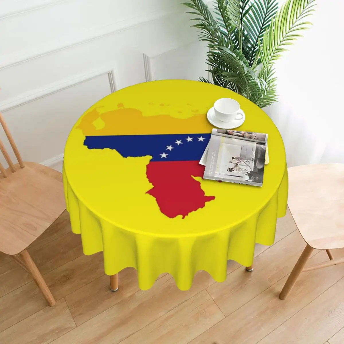 Venezuela Flag Waterproof Round Tablecloth Oilproof Table Cloth for Kitchen Events Dining Table Cover 60 inches