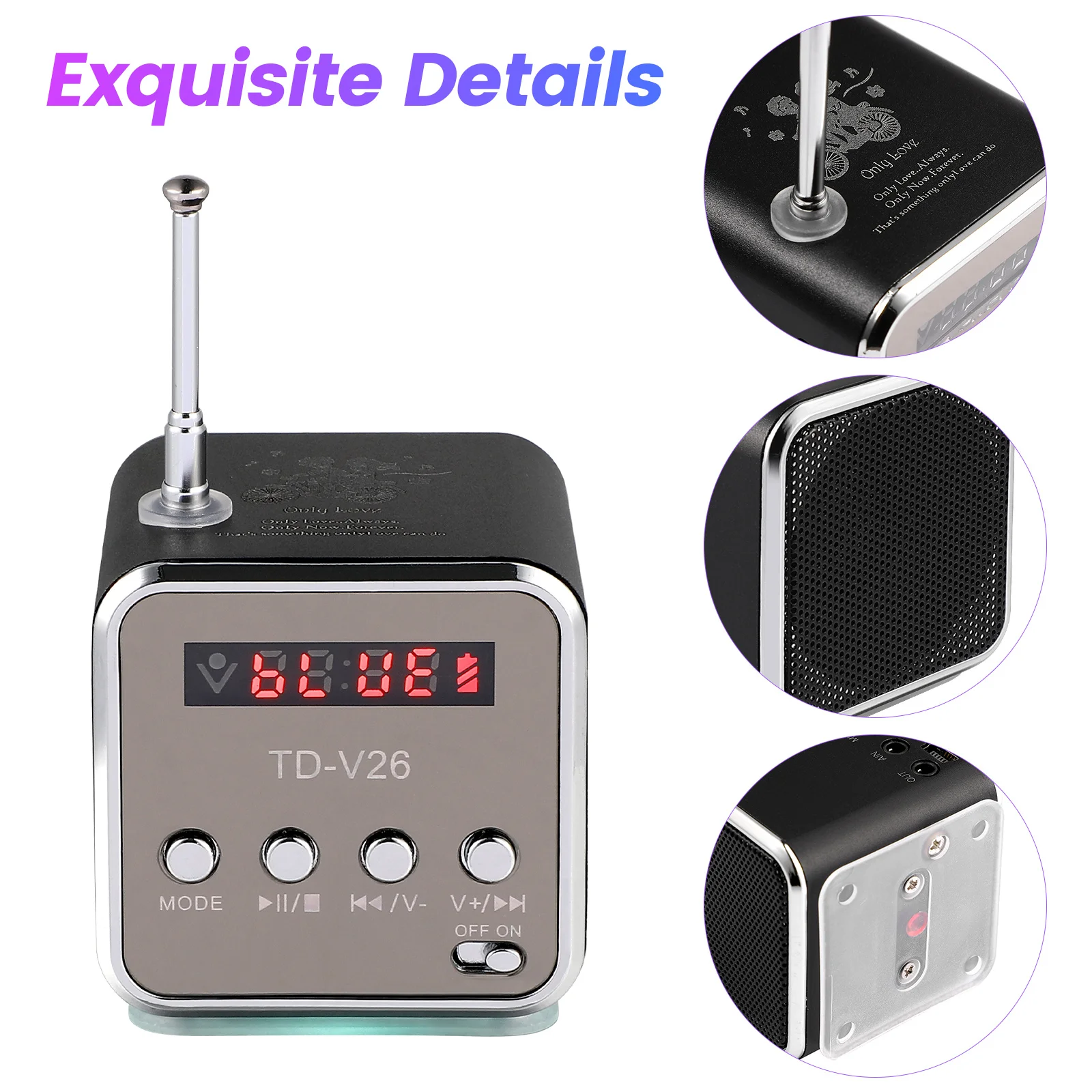 

1Set Mini Wireless Speaker Retro Radio Portable Durable Travel Outdoor Desktop Bass Speaker Music Box