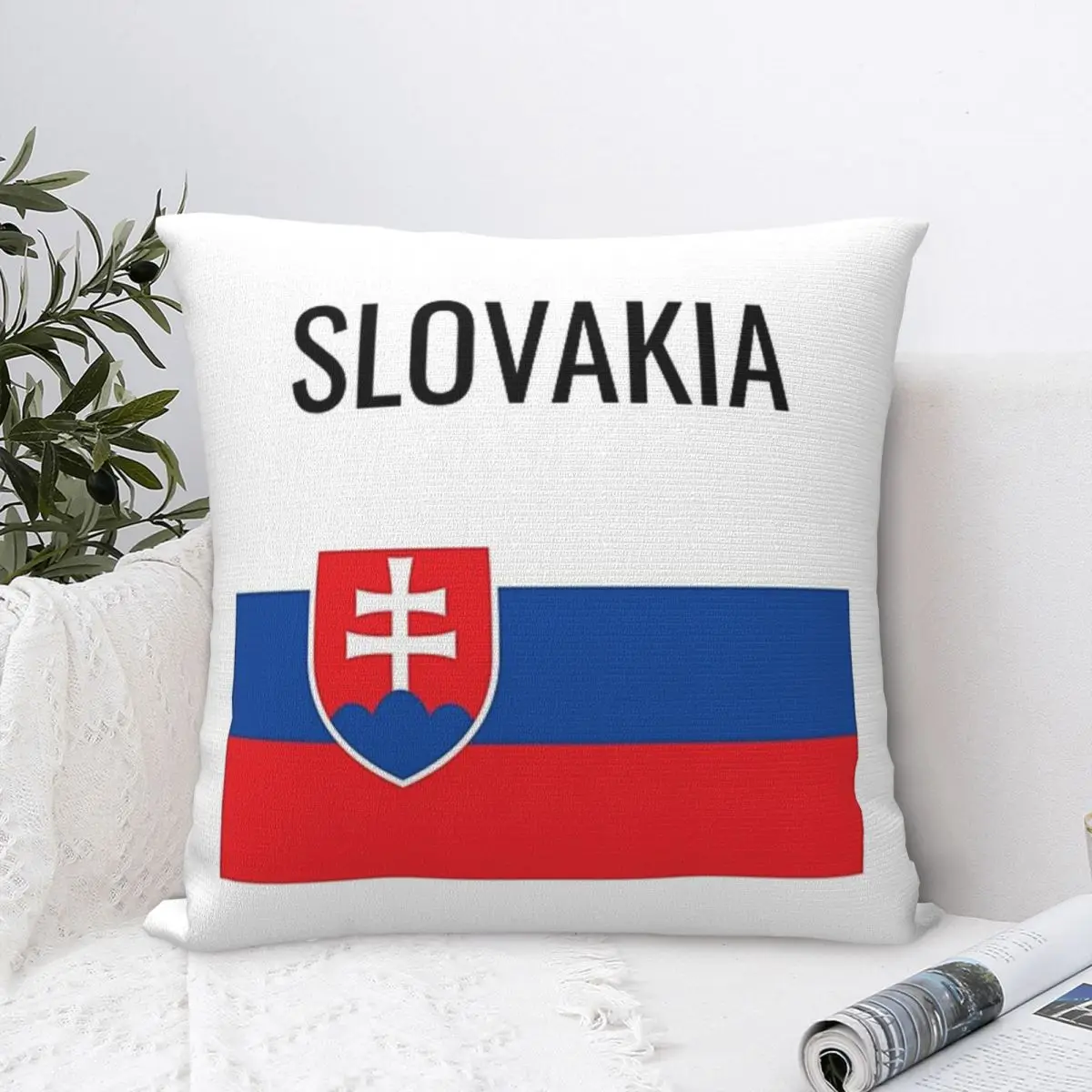 Slovakia Flag Square Pillowcase Polyester Pillow Cover Velvet Cushion Decor Comfort Throw Pillow For Home Sofa