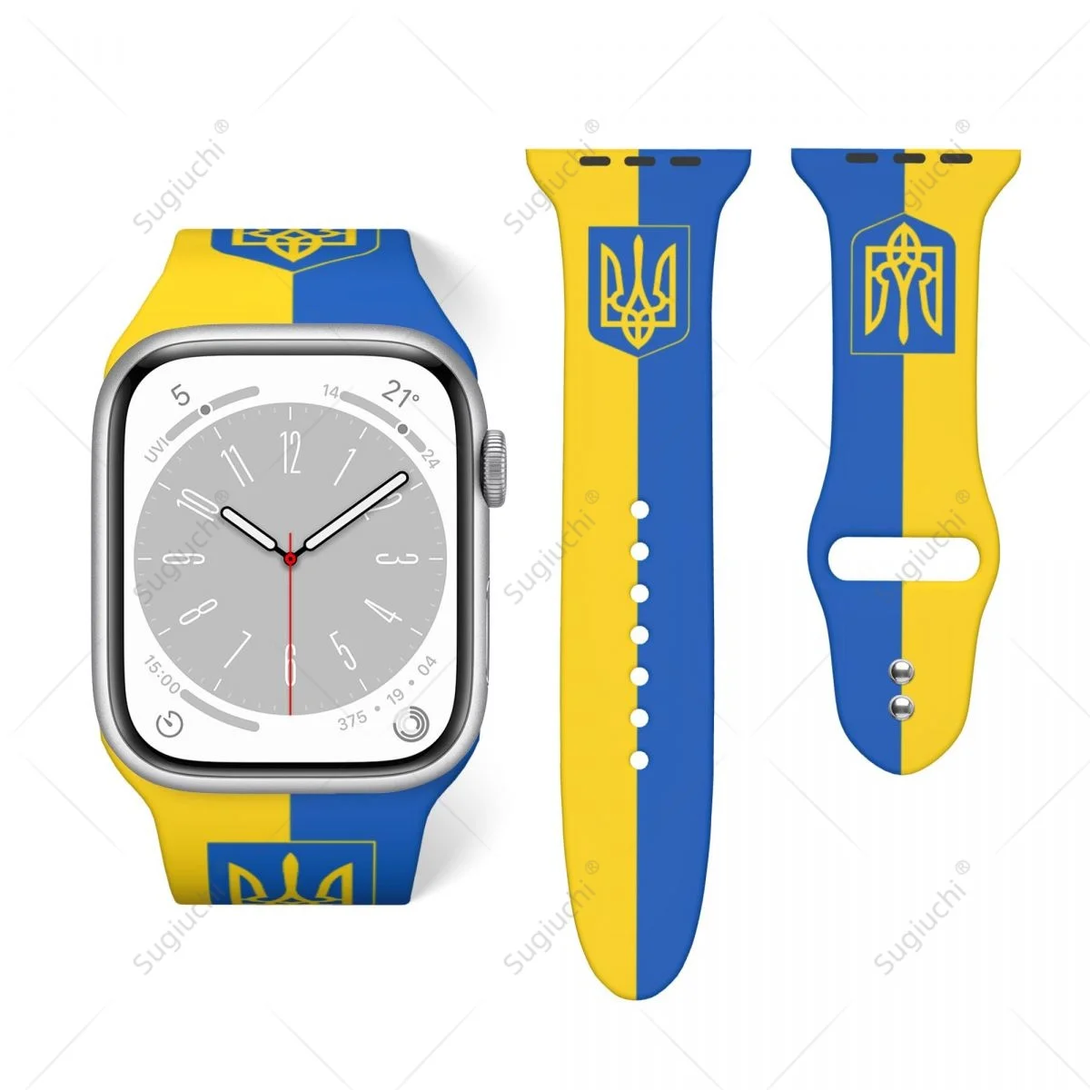 

Спортивный ремешок унисекс с 3D-печатью флага Украины для Apple Watch Band Ultra 2, силиконовый ремешок для часов Iwatch Series 9 8 7 6 SE 5 4