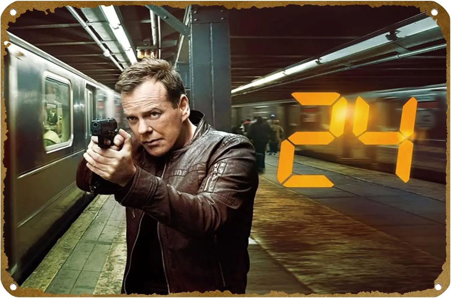 Jack Bauer, Kiefer Sutherland, 24 Poster Vintage Metal Tin sign Logo Family Club Bar Cafe Bedroom Art Wall Decoration Gift 8x12