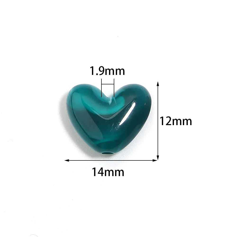20 Stück 14 x 12 mm zweifarbige Acryl-Herzperlen, lose Herzperlen für die Schmuckherstellung, DIY-Armbänder, Halsketten, Schlüsselanhänger, Zubehör – Detail 1