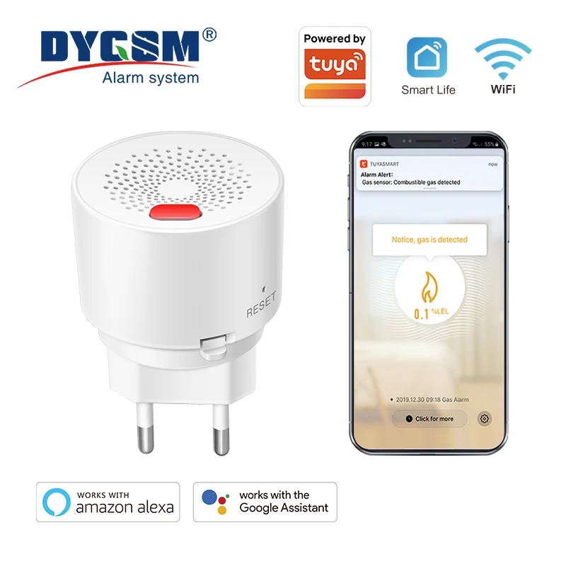 Tuya Smart Home Wifi Natural Gas Sensor Combustible Household Smart LPG Gas Leakage Alarm Detector Fire Security Protection