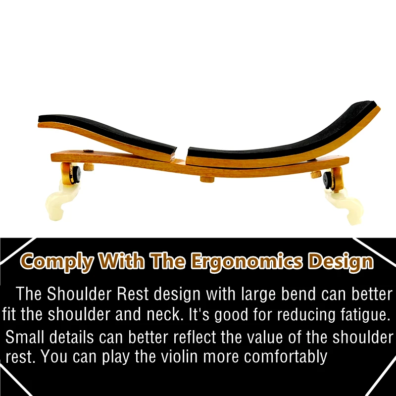 4/4 3/4 1/2 violin maple wood violin shoulder rest Pad Support Adjustable Fiddle Shoulder Rest violin Accessories - Image 2