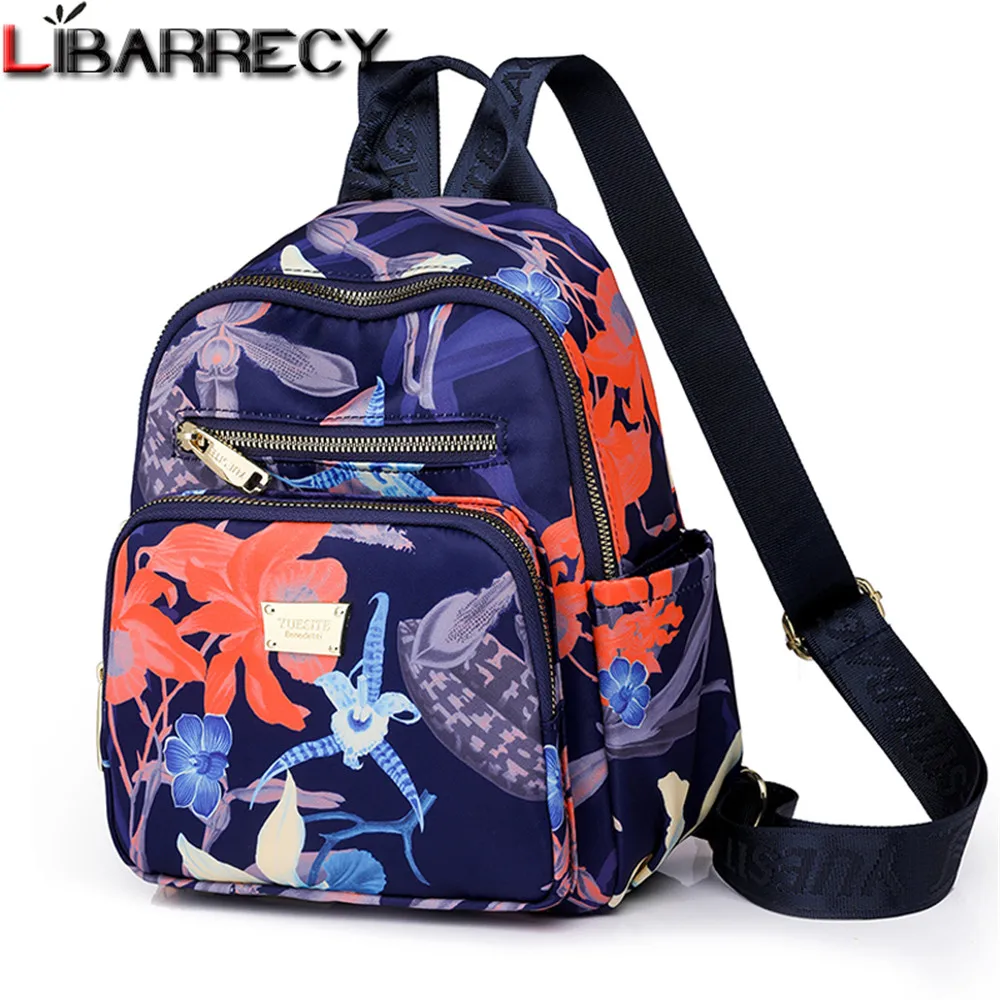 

Panelled High Quality Nylon Ladies Backpack Fashion New Flower Pattern Design Ladies Travel Backpack Student Bag Bolsos De Mujer