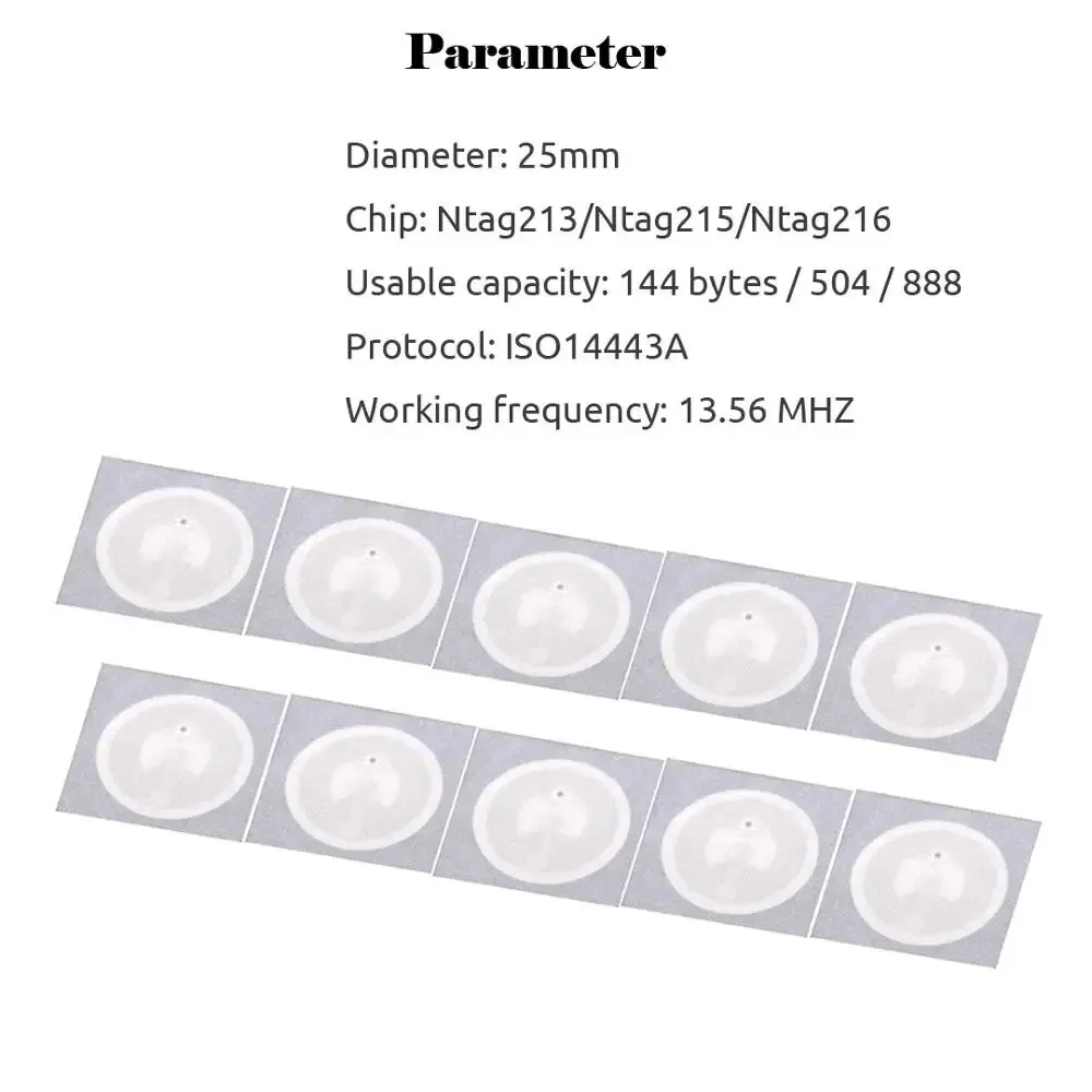 NFC 213 215 태그 RFID 스티커, 접착 라벨, 화웨이 공유 Ios13 개인 자동화 단축키 휴대폰용, 13.56mhz