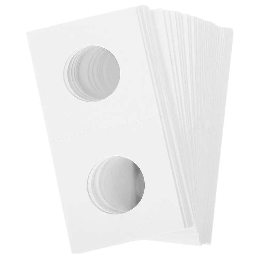 50Pcs Cardboard Coin Holders Simple Elegant Protectors for Cataloging Age Material Display Bookshelf Collection