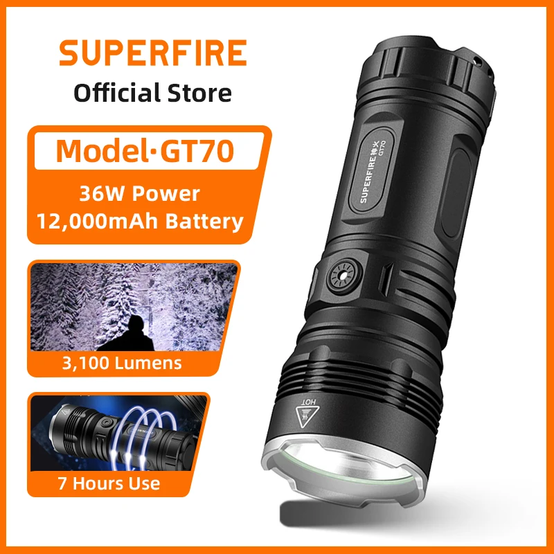 lampe-torche-led-etanche-superfire-gt70-36w-haute-puissance-avec-batterie-integree-de-12000mah-puissante-3100lm-tactique-pour-la-chasse