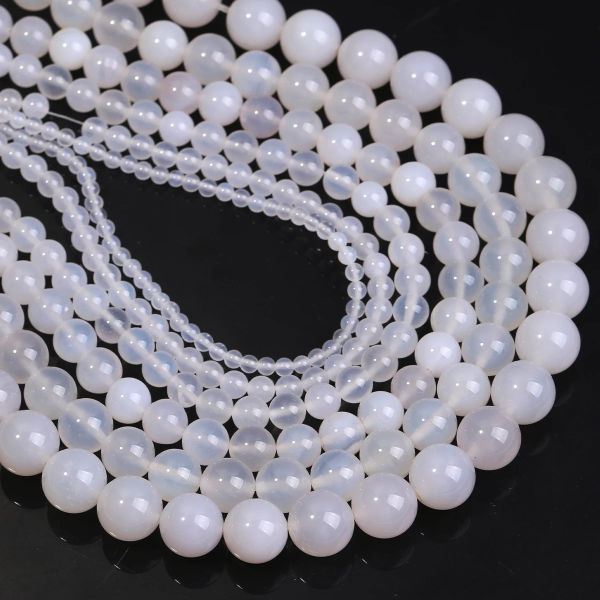 

Natural White Agate Beads Round Loose Spacer Onyx Bead For Jewelry Making DIY Charm Bracelets Necklace Accessory 1 Strip