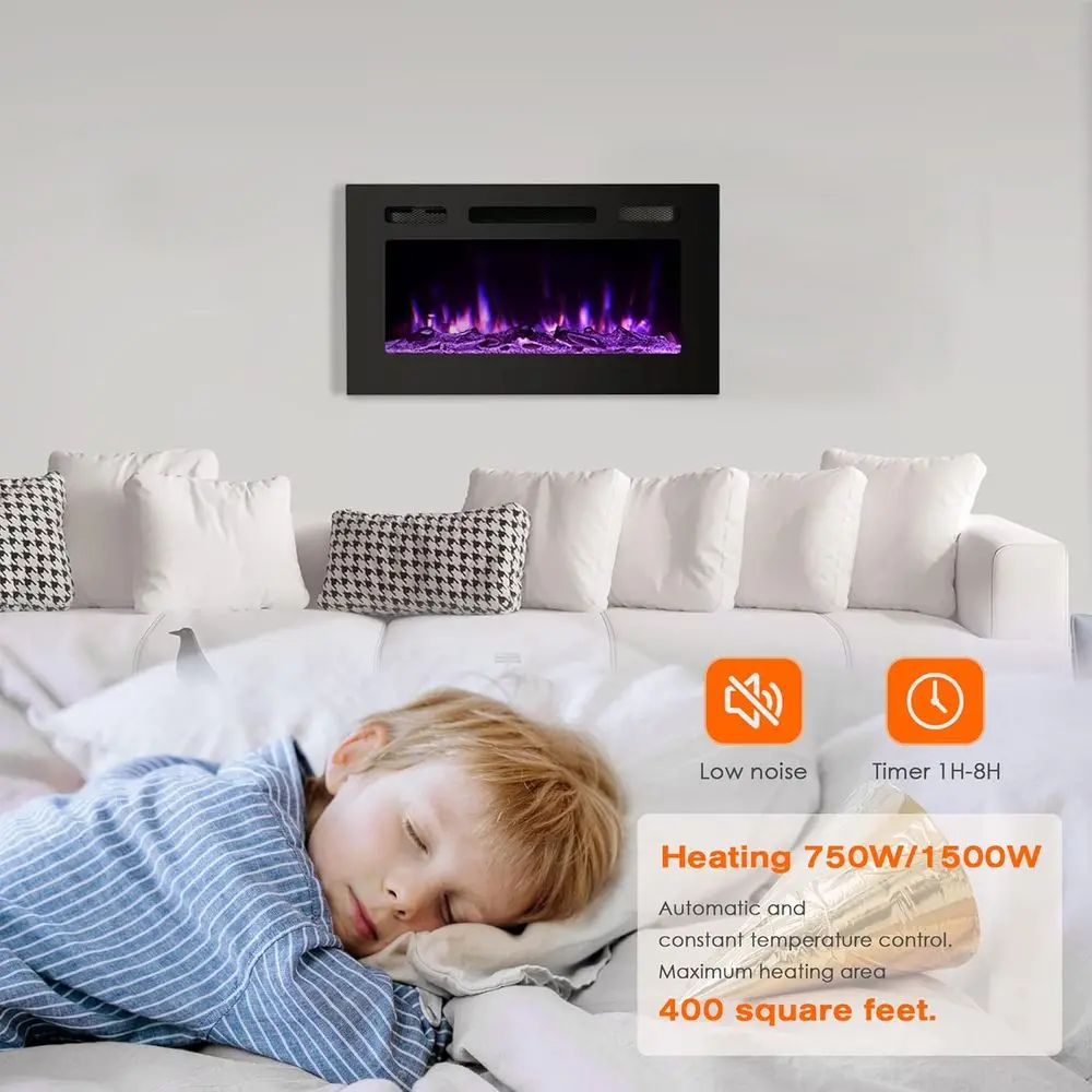 حريق كهربائي قائم مقاس 30 بوصة مع 12 لونًا، طاقة ودرجة حرارة قابلة للتعديل، تتضمن جهاز تحكم عن بعد #5