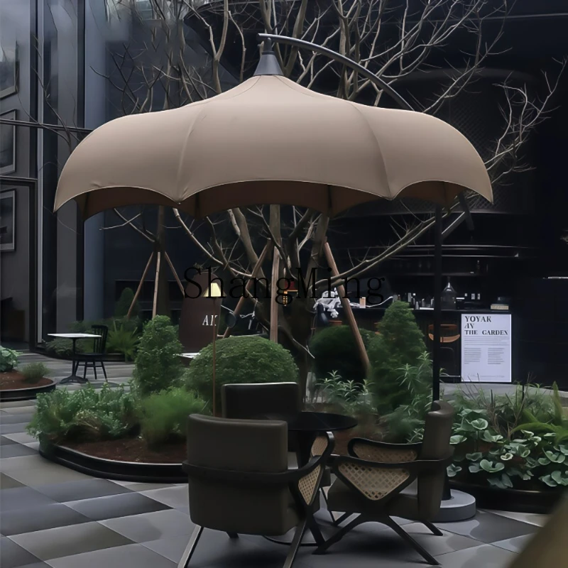 

ZYY outdoor garden table and chair combination watermelon top sunshade electric umbrella garden creative home